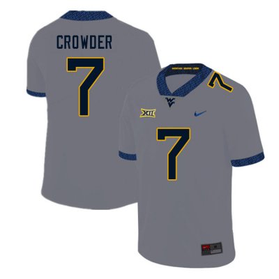 Men's West Virginia Mountaineers NCAA #7 Will Crowder Gray Authentic Nike Stitched College Football Jersey YJ15H13OZ